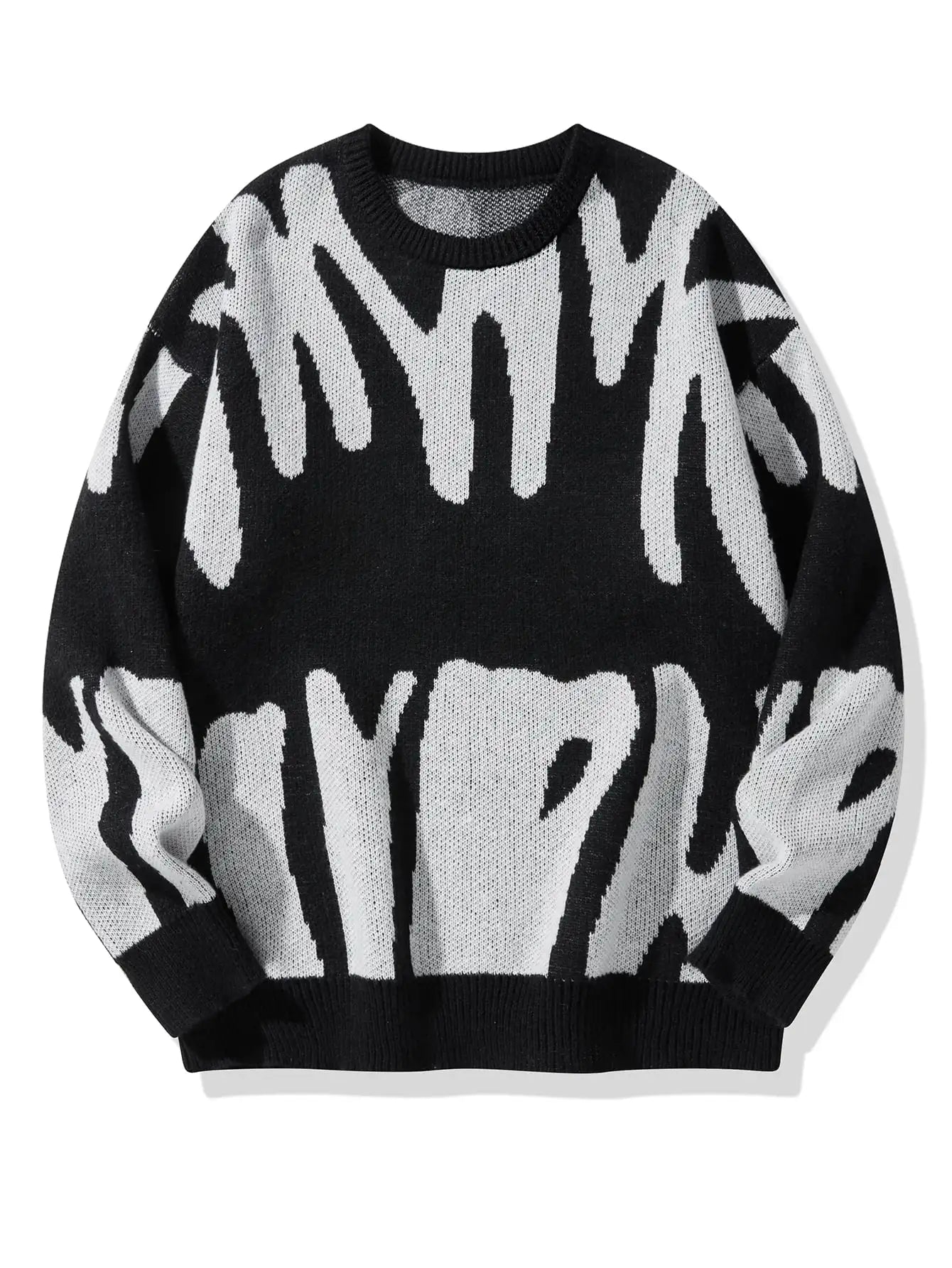 Men's Jacquard Contrast Color Pullover Sweater — Textured Knitwear