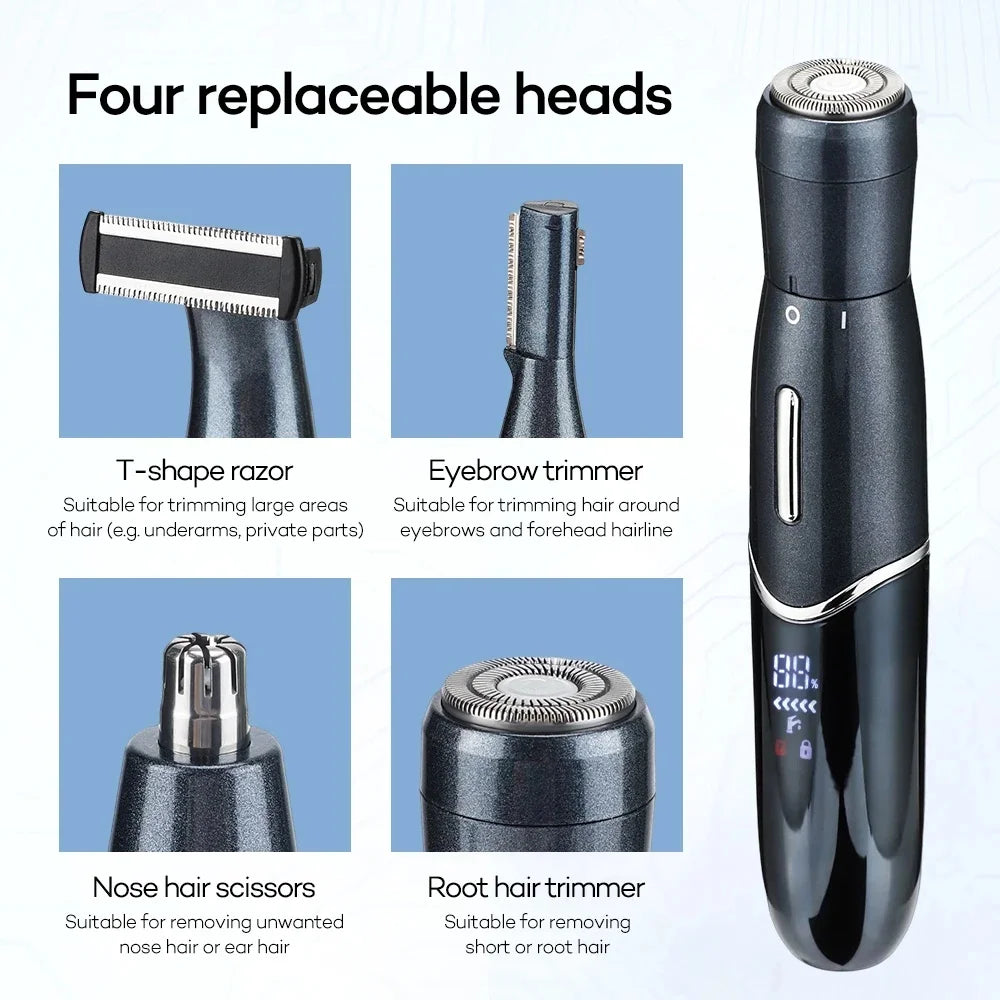 GZHJGOS 4-in-1 Electric Hair Trimmer for Women & Men – Face, Eyebrow, Nose, Body, USB Rechargeable
