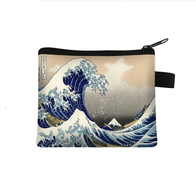 Vintage Oil Painting Floral Coin Purse Mini Clutch Wallet – Bohemian Nylon Organizer Wallet for Women