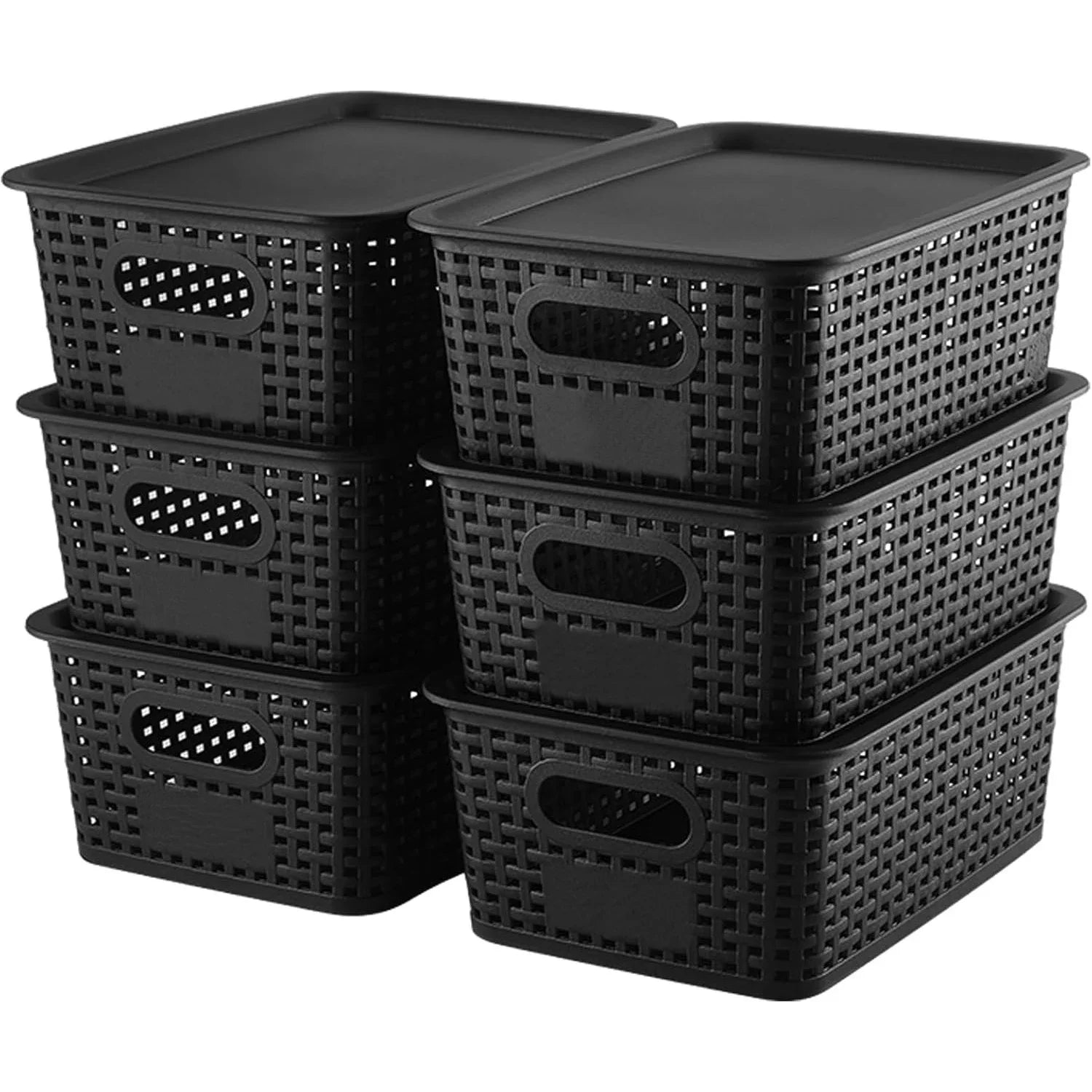 6-Pack Plastic Woven Storage Organizer Baskets — Kitchen & Sundry Boxes