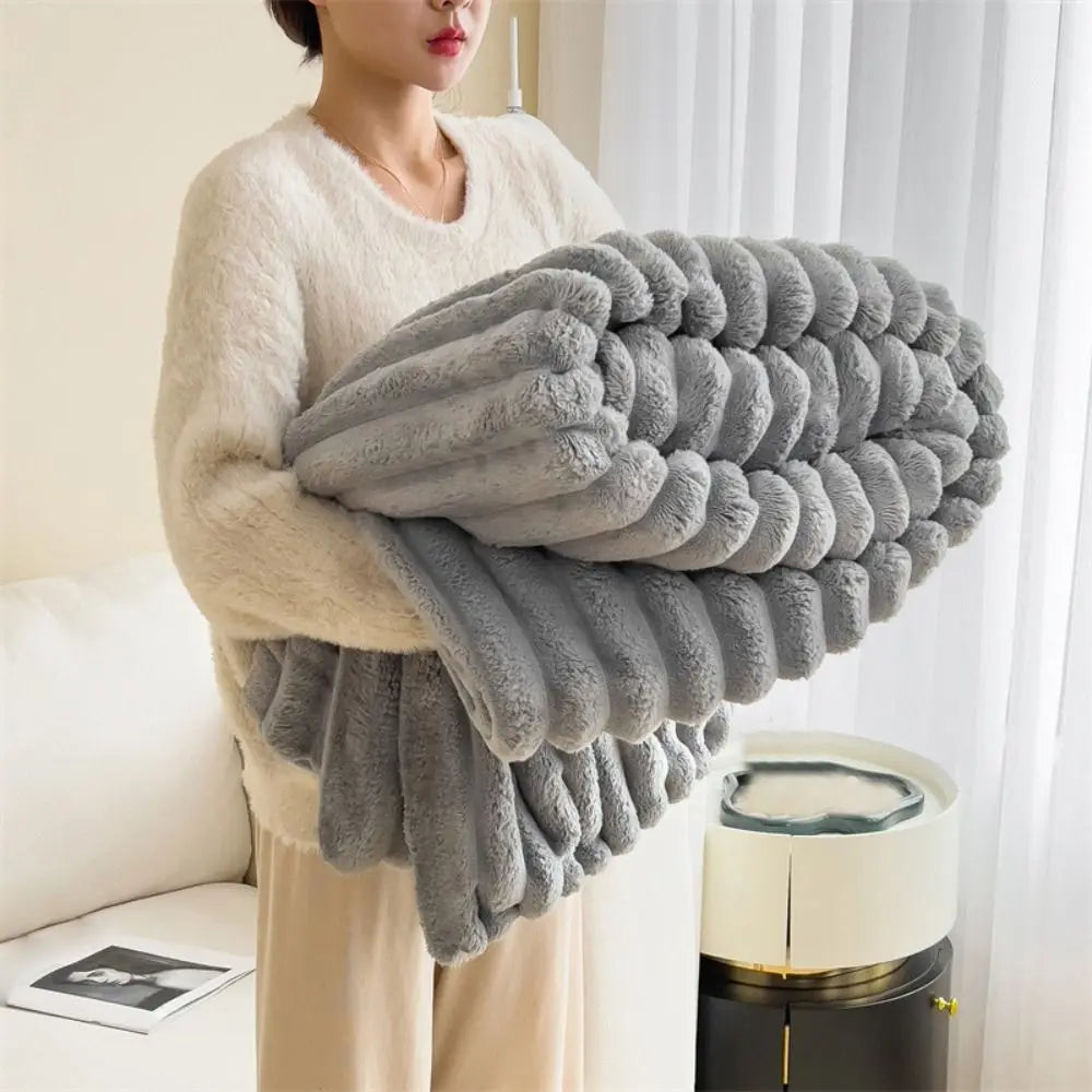 Double-Sided Jacquard Throw Blanket – Warm & Breathable Cotton-Bamboo Blend, 6 Colors