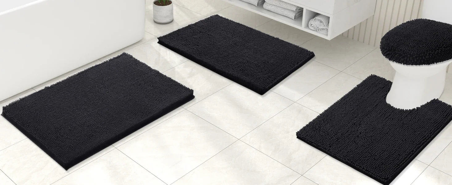Luxury Chenille U-Shaped Toilet Rug – Soft Absorbent Non-Slip Contour Bath Mat