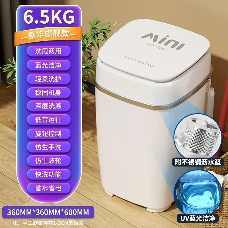 Semi-Automatic Household Mini Washer-Dryer Combo — Portable Washing Machine for Apartments, Dorms & Small Spaces
