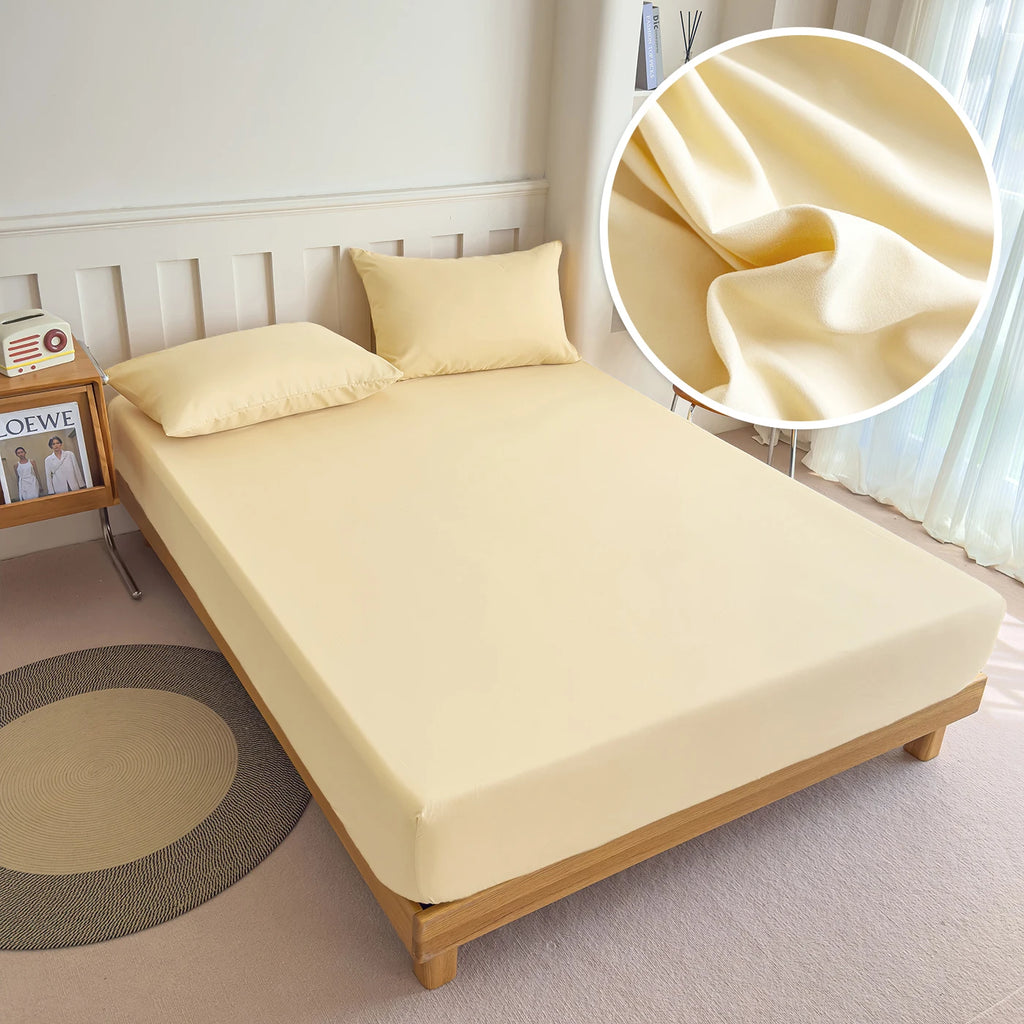 Solid Color Elastic Fitted Bed Sheet – 100% Polyester Mattress Cover, 90–180x200cm