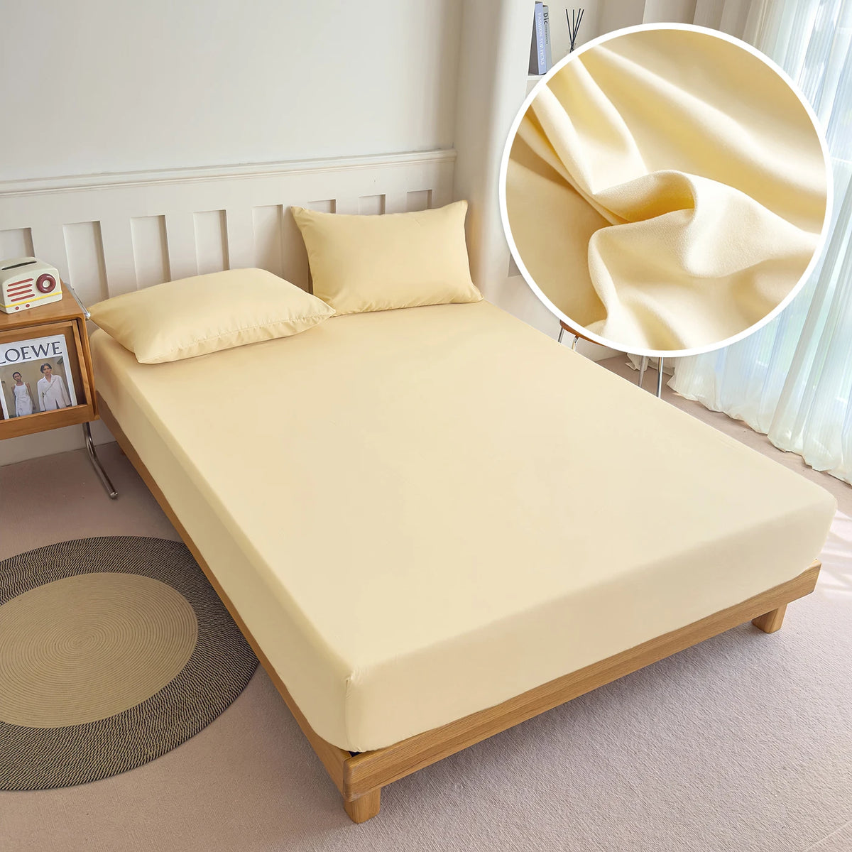 Solid Color Elastic Fitted Bed Sheet – 100% Polyester Mattress Cover, 90–180x200cm