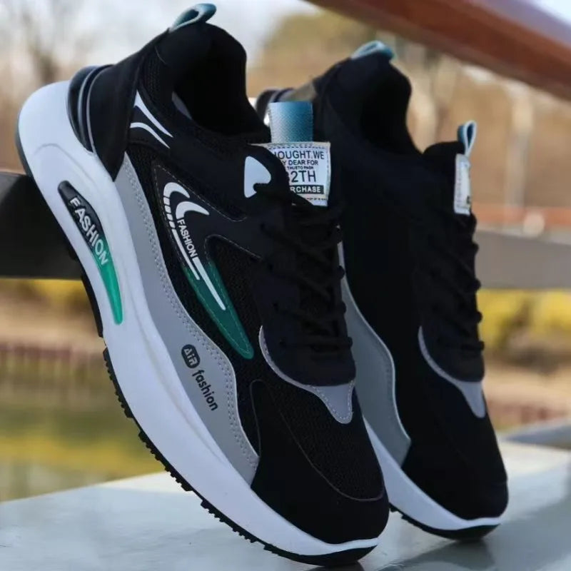 Men's Lightweight PU Leather Casual Sneakers – Breathable Tennis & Running Shoes