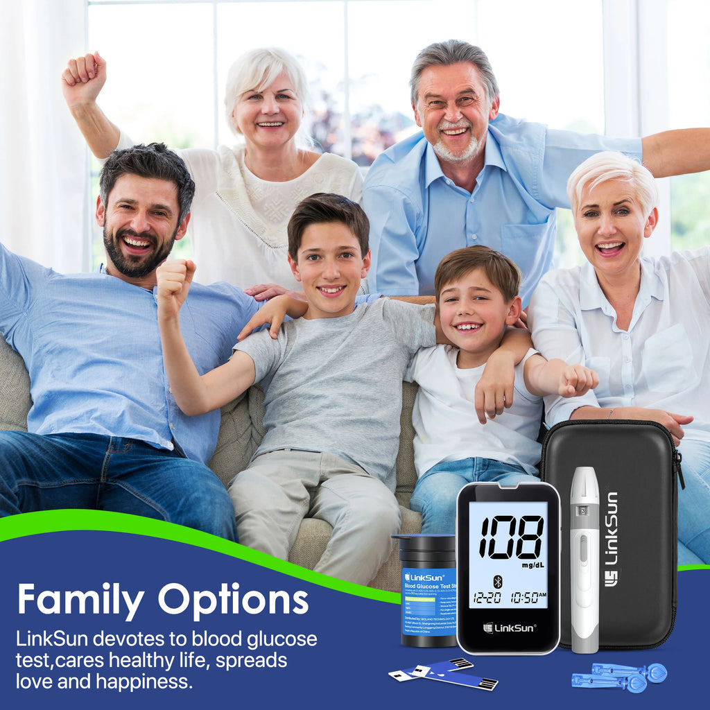 LinkSun G-427B Bluetooth Blood Glucose Meter Kit – Smart App-Connected Glucometer with Large Display & High Accuracy Diabetes Monitoring