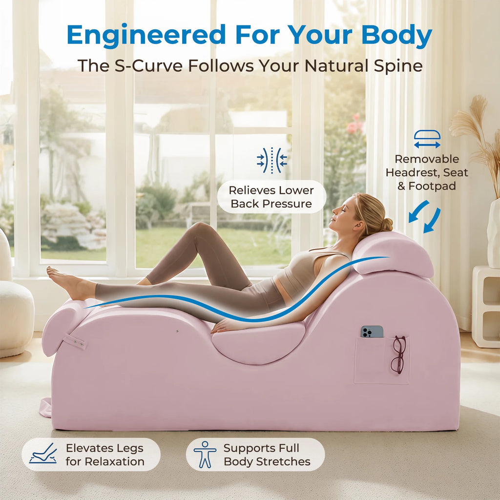 Velvet Yoga Chaise Lounge with Adjustable Footrest
