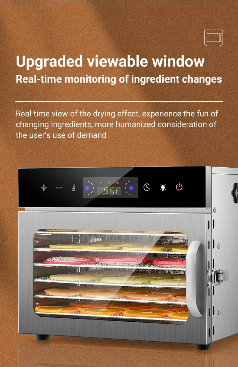 6–18 Layer Touch Screen Food Dehydrator — Intelligent Air Drying for Fruits, Meat & Jerky