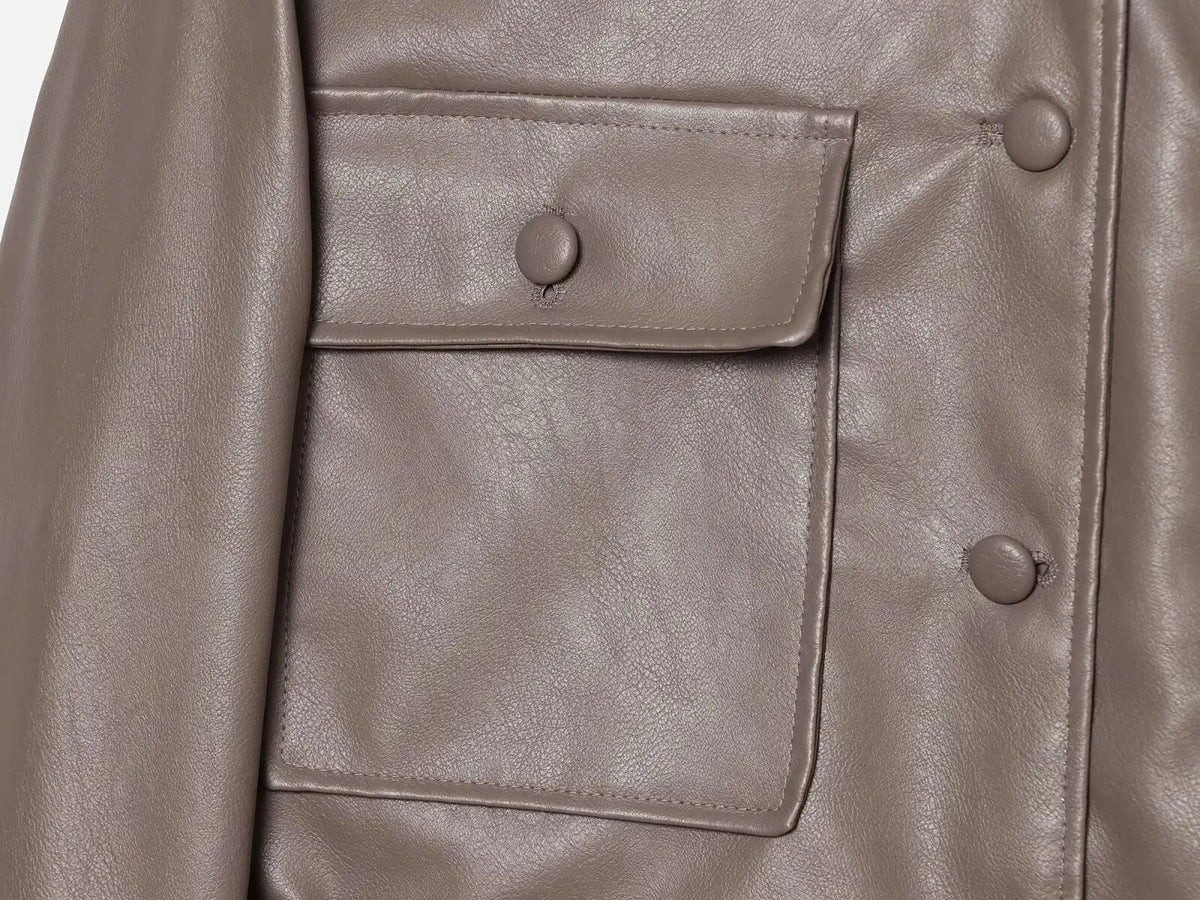 Women's Belted Jacket – Stand Collar Button Front