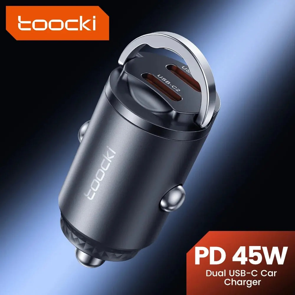 Toocki 45W Mini PD Car Charger — Fast Charging USB-C for iPhone & Samsung