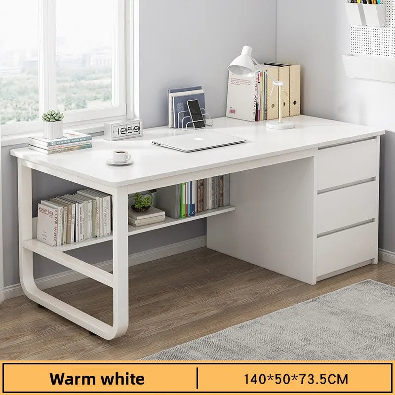 Modern Desk with Integrated Bookshelf — Student Writing Desk, Home Computer Desk & Bedroom Study Table