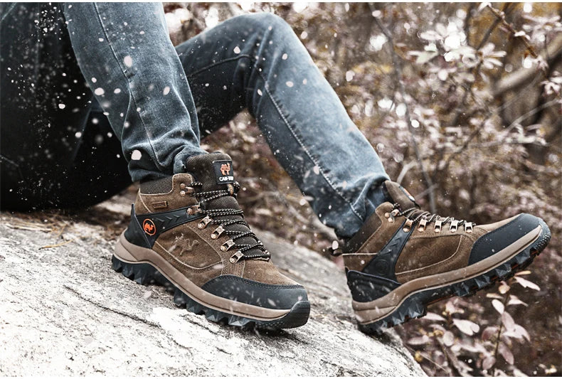 Men's Suede Shearling-Lined Winter Ankle Boots