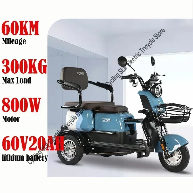 3-Wheel Electric Mobility Scooter for Adults, Long-Range Tricycle