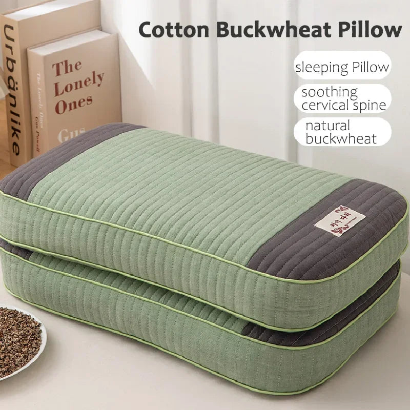 Buckwheat Pillow – Traditional Sobakawa Organic Cotton Standard Size, Cool Sleep Support