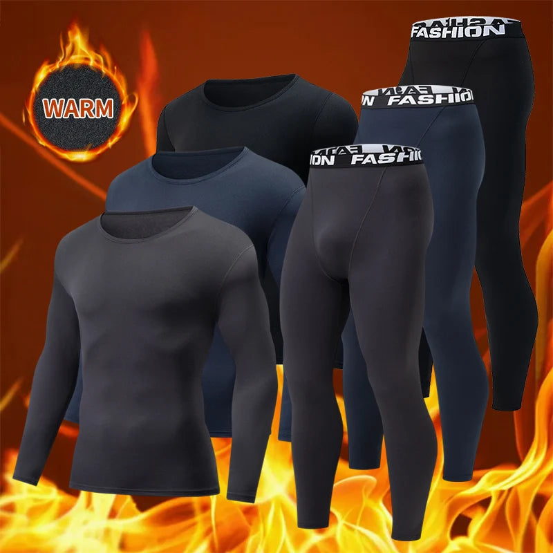 Men's Slim Fit Thermal Base Layer Set – Long Sleeve Top & Pants Warm Underwear (S–3XL)
