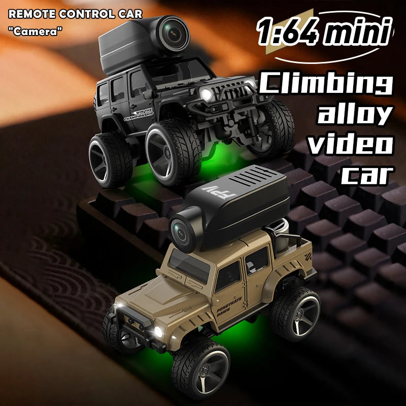 KF32 1:64 Mini RC Climbing Car with LED Lights & HD Camera – Alloy Remote Control Toy