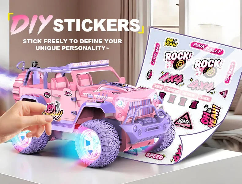1:16 New Spray Remote Control Car  2.4G DIY stickers music light spray off-road toy car for Girls Toy Car