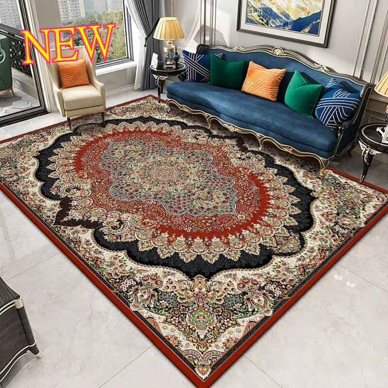 Persian Style Large Area Carpet – Retro Non-Slip Washable Rug for Living Room & Bedroom