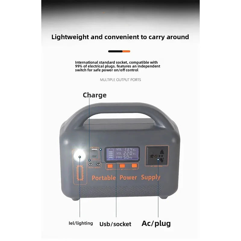 500W Portable Power Station — Multi-Output Solar Generator for Outdoor & Emergency Use