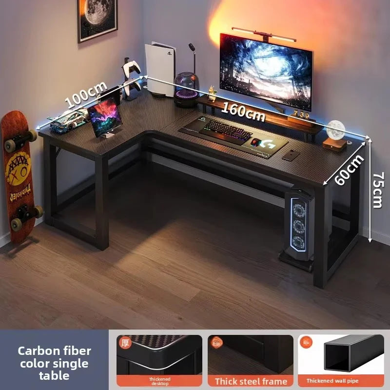 L-Shaped Corner Computer Desk — Home Study Table, Office Writing Desk & E-Sports Gaming Setup