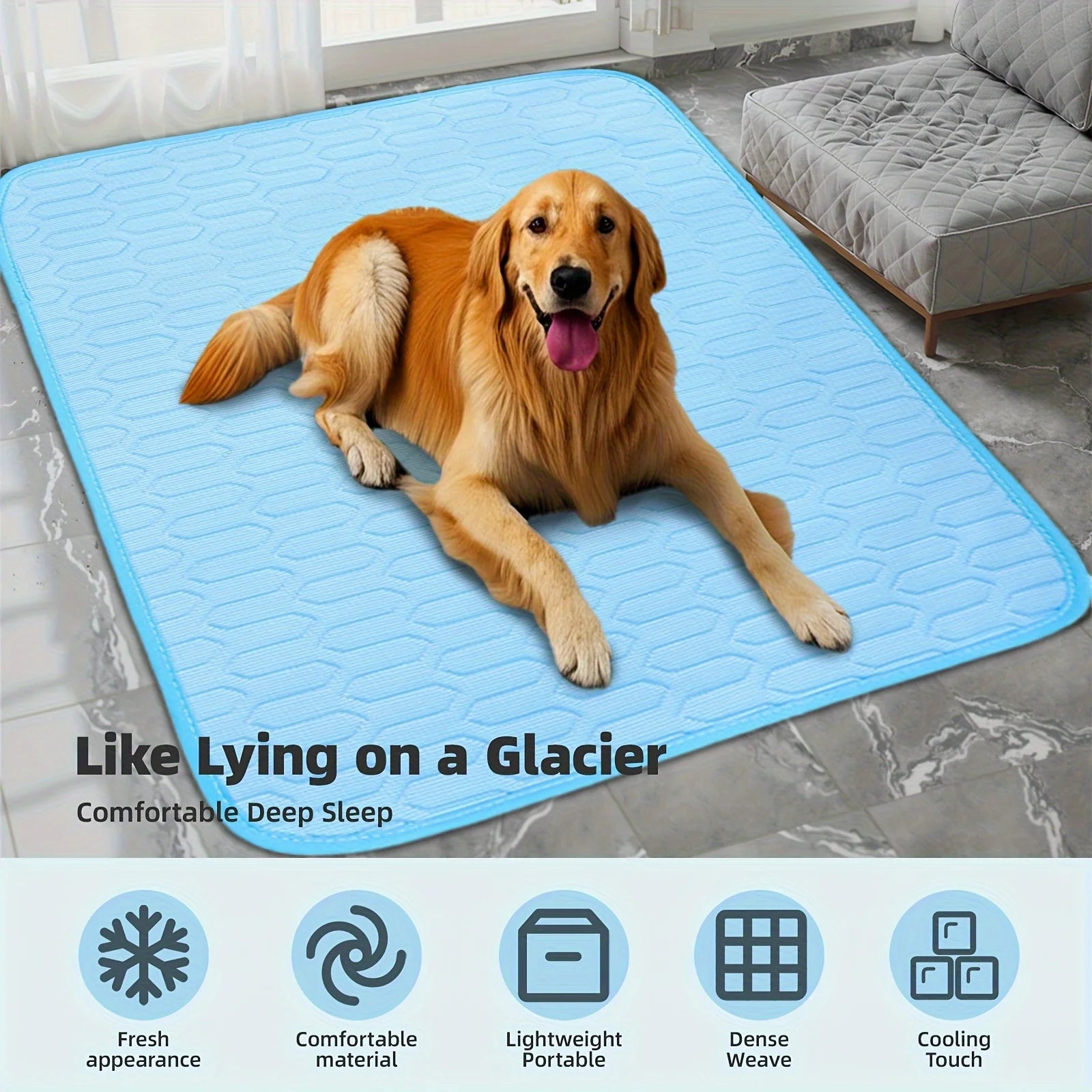 Ice-Cool Pet Cooling Mat – Sweat-Absorbent Summer Bed for Small, Medium & Large Pets, 4 Sizes