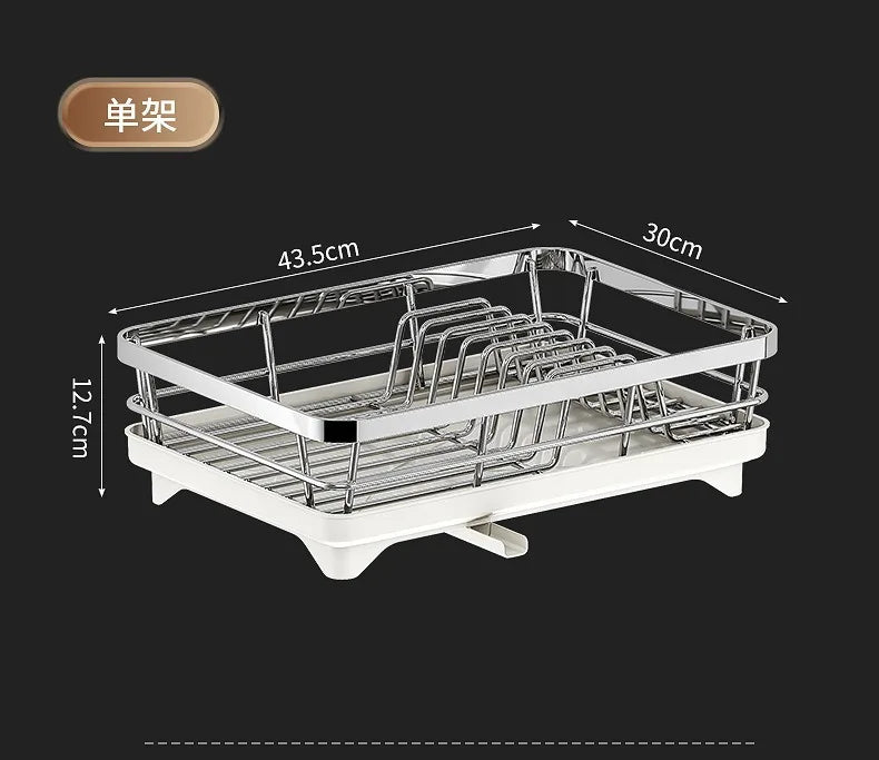 Multifunctional Stainless Steel Dish Drain Rack with Knife Holder – Countertop Bowl, Dish & Sink Organizer