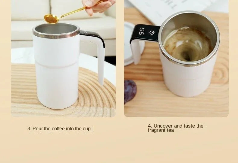 380ml Self-Stirring Electric Coffee Mug – IPX67 Waterproof, LCD Temp Display & USB-C Rechargeable Auto Mixing Cup