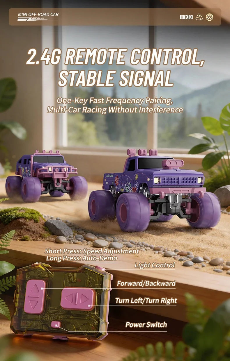 hot model 1:64 mini alloy remote control truck 2.4G four-wheel drive big foot off-road vehicle simulation model children toy car