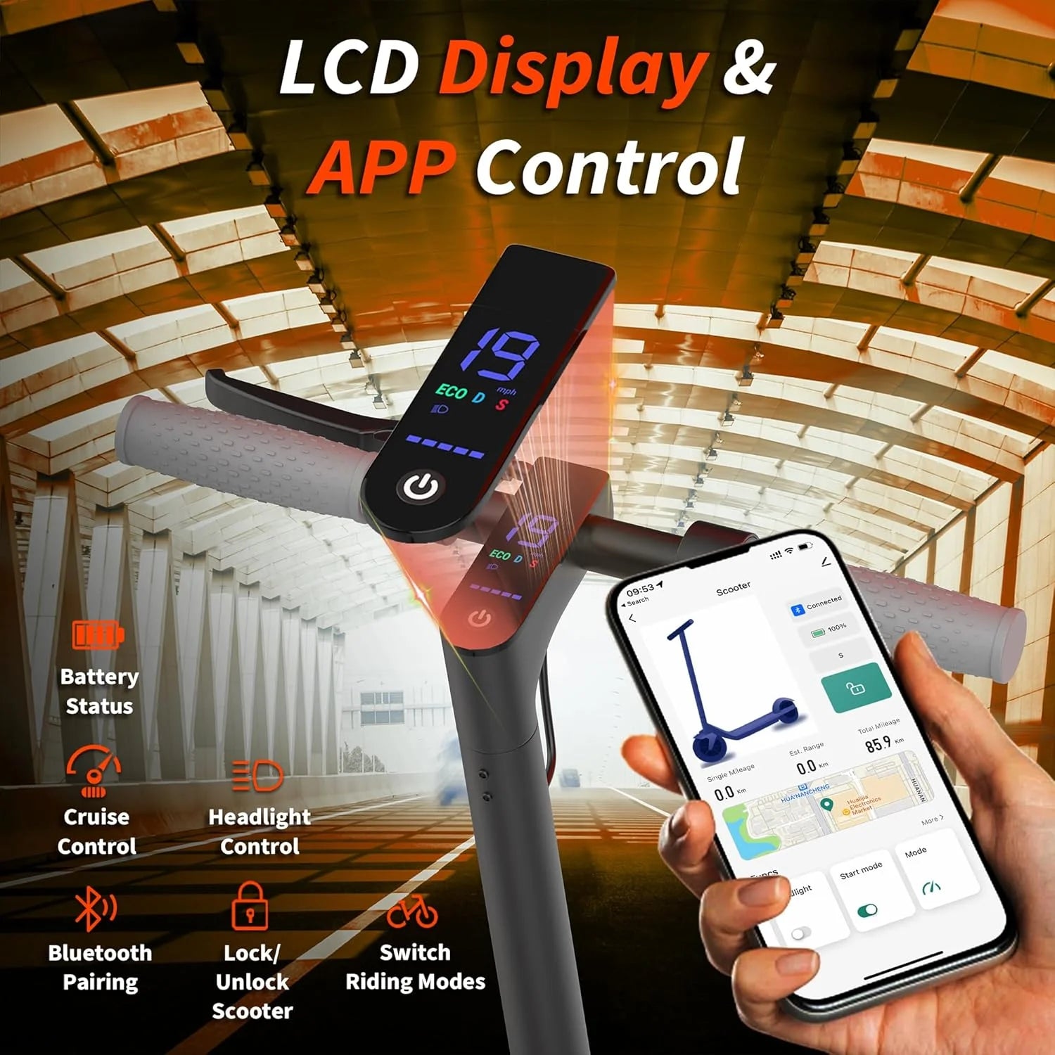 AOVOPRO ES80 Electric Scooter — 350W Motor, 19 MPH, 10.5Ah Battery, Smart App, Foldable