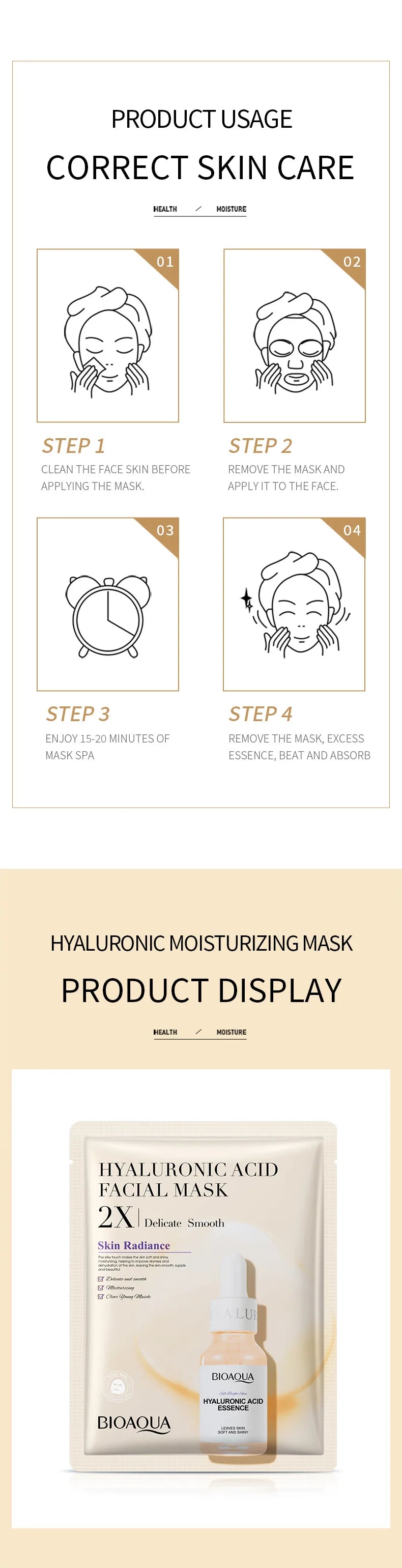 BIOAQUA Centella Collagen Hydrating Face Masks — 20 Pack