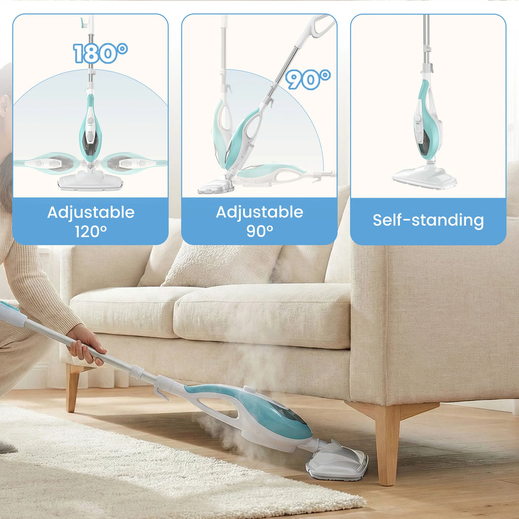 JHK 10-in-1 Steam Mop — 1550W Detachable Handheld Steam Cleaner, 16FT Cord, 2 Washable Pads for Floors & Multi-Surface