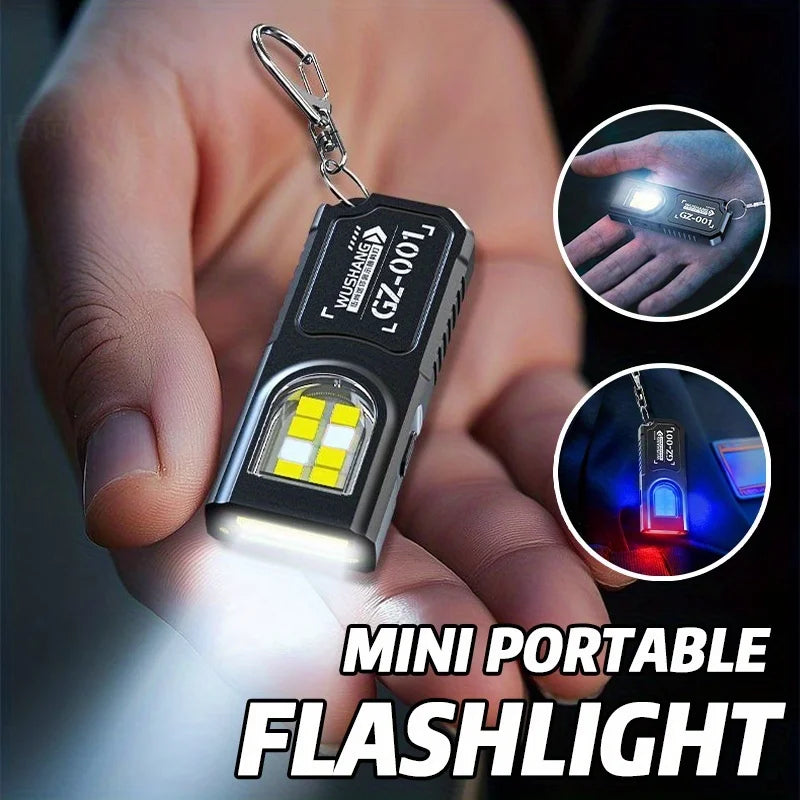 Mini COB LED Keychain Flashlight – USB-C Rechargeable, 5-Mode, IPX6 Waterproof EDC Pocket Light