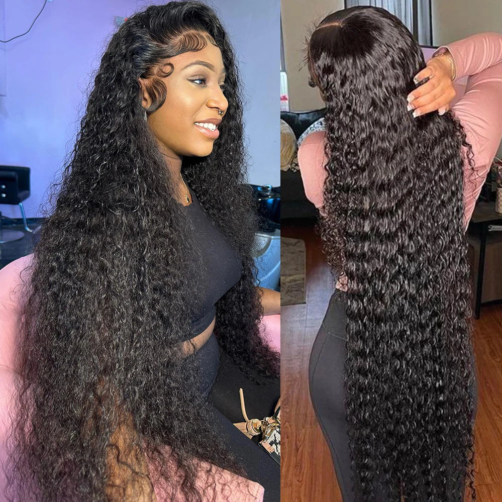 30–36 Inch Deep Wave Lace Front Wig | 13x4 13x6 360 HD Lace Water Wave Curly Human Hair for Women