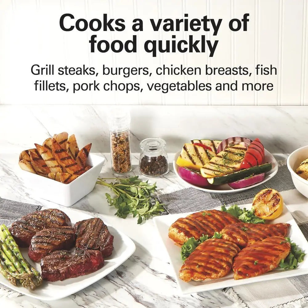 6-Serving Electric Indoor Grill | 90 Sq. In. Nonstick Plates, Floating Hinge, 1200W, Removable Drip Tray, Silver, Keto & Low-Carb Friendly