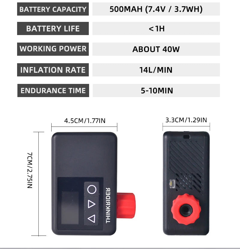 ThinkRider Pocket Bike Tire Pump with Digital Display