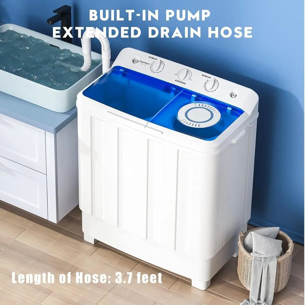 Portable Washer and Dryer Combo, 28 Lbs Twin Tub Washing Machine, 1.5 Cu.Ft Compact Clothes Dryer, Portable Washing Machine and
