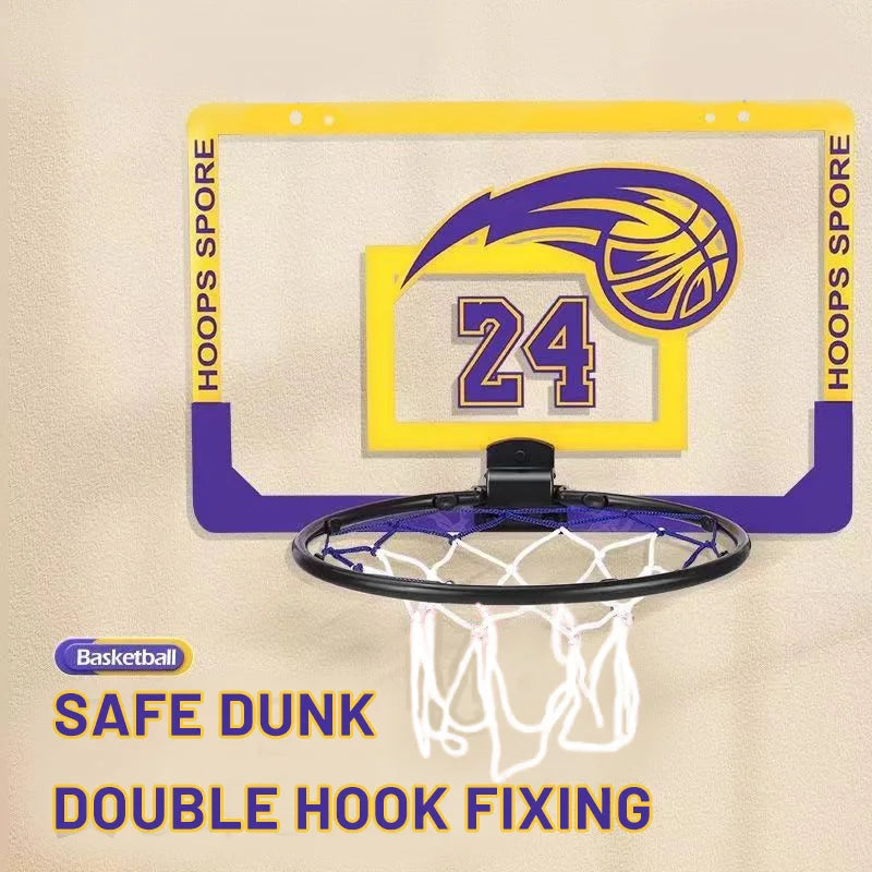 Kids Wall-Mounted Foldable Basketball Stand – Silent, No-Drill Indoor & Outdoor Activity Hoop with Basketball