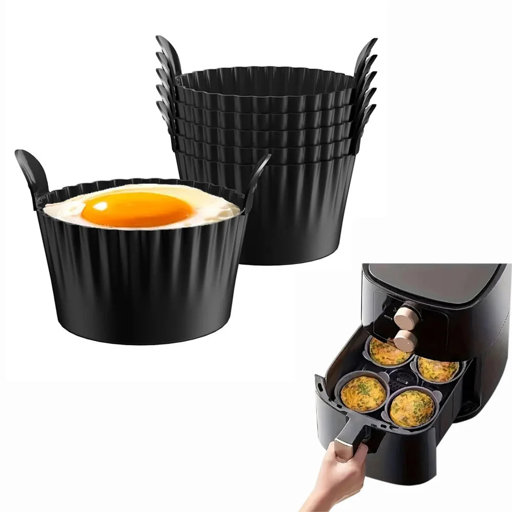 Silicone Air Fryer Egg Poacher & Cupcake Baking Cups — Ramekins & Basket for Air Fryer Ovens