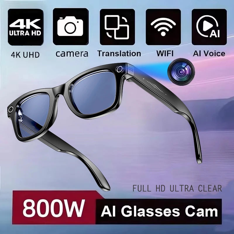 800W Camera AI Smart Glasses — Color-Changing Lenses, AI Translation, HD Video & Waterproof Calling