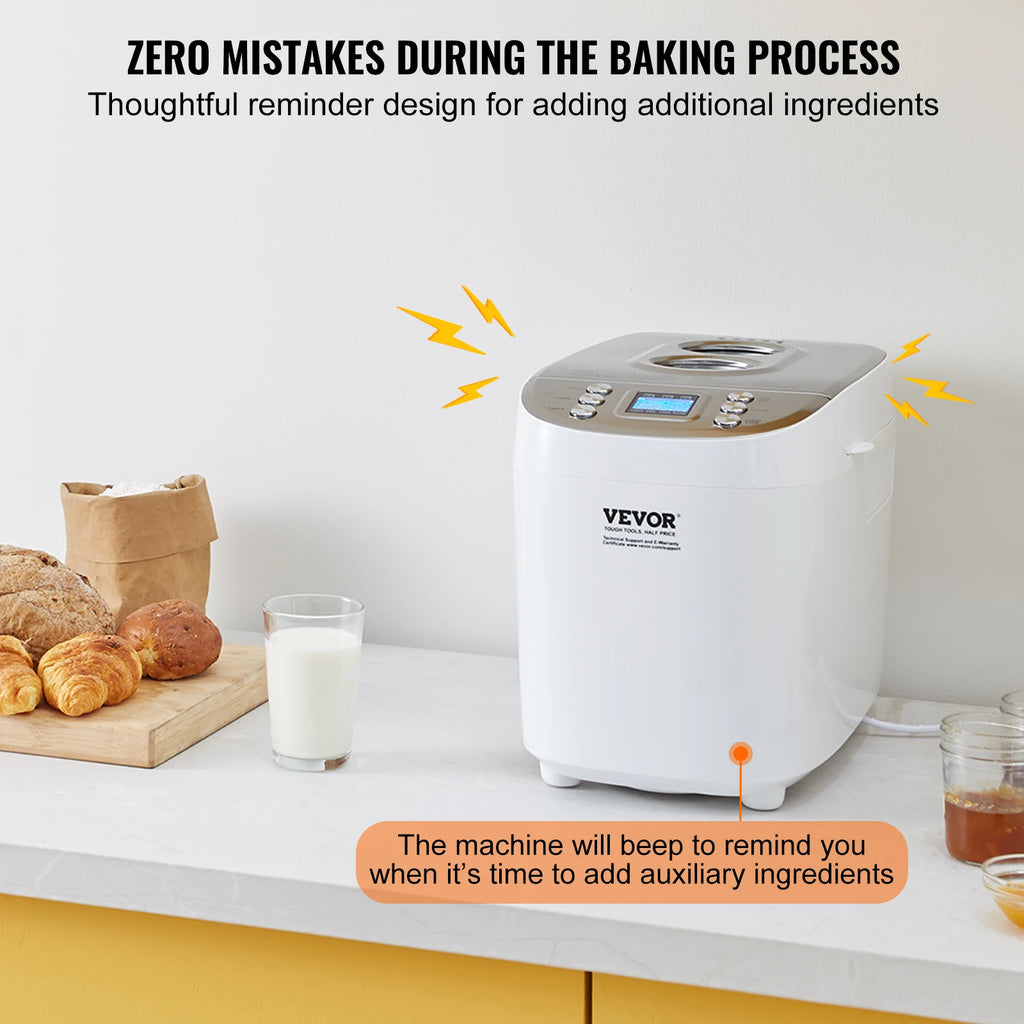 15-in-1 Automatic Bread Maker — 2/3 lb Dough Machine, Nonstick Ceramic Pan, Gluten-Free Setting