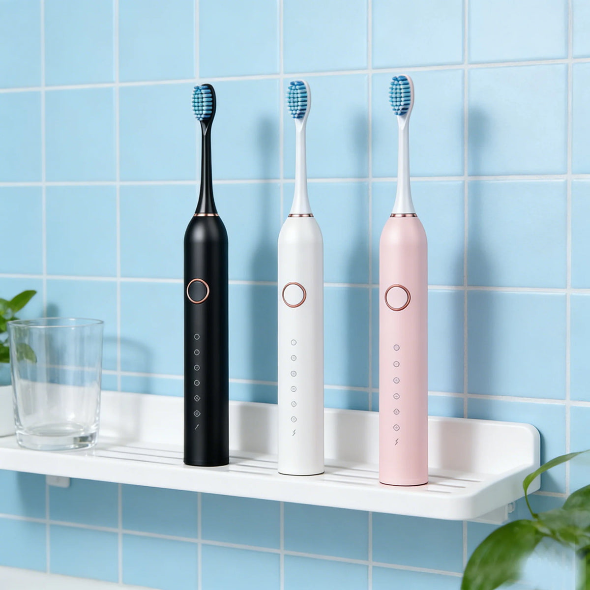 GeZhou Sonic Electric Toothbrush – 6 Cleaning Modes, 4 Brush Heads, USB Rechargeable