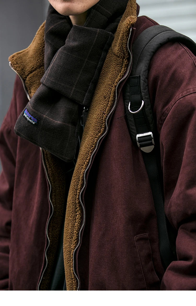 Men's Vintage Polar Fleece Jacket — Korean Streetwear Loose Warm Coat