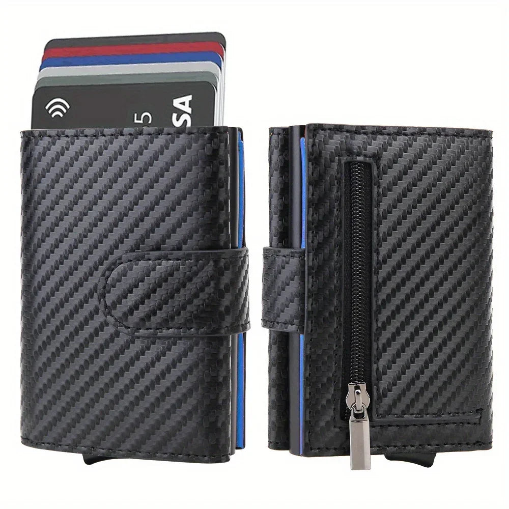 RFID Microfiber Leather Men's Trifold Wallet – Slim Card Holder with Coin Pocket