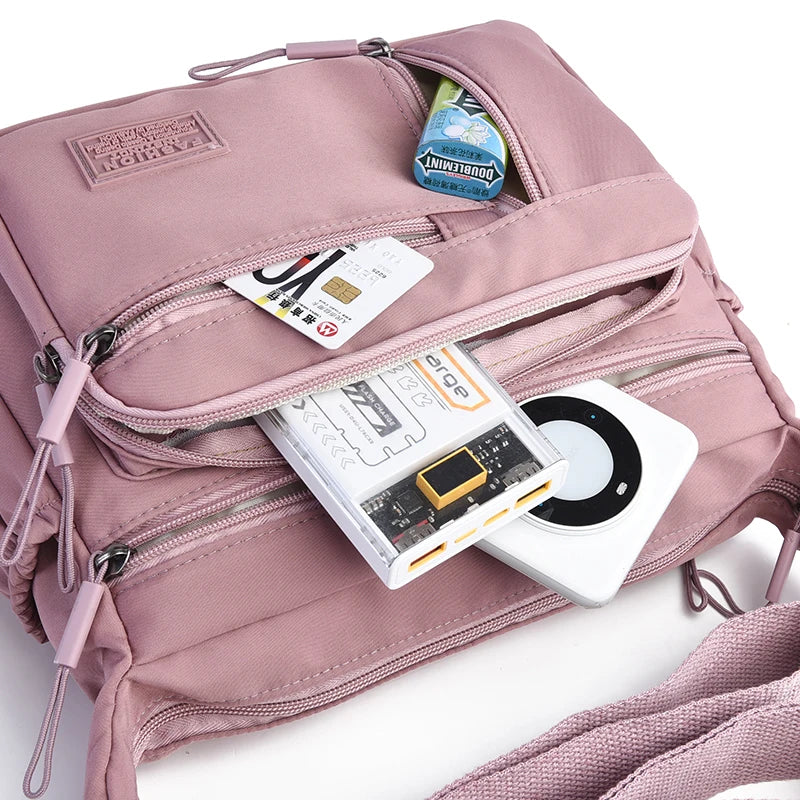 Fashion Women's Crossbody Bag Multi-Pockets High-Quality Waterproof Nylon Large Capacity Shoulder Messenger Handbag