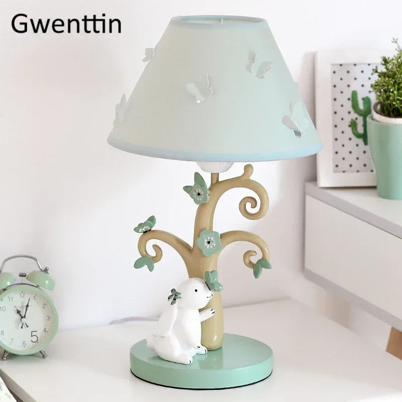 Rabbit Table Lamp – Resin Base and Fabric Shade