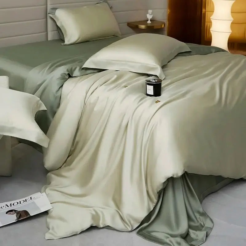 600TC Lyocell Bedding Set – Silky Soft Duvet Cover with Bed Sheet & Pillowcases, 13 Colors & 6 Sizes