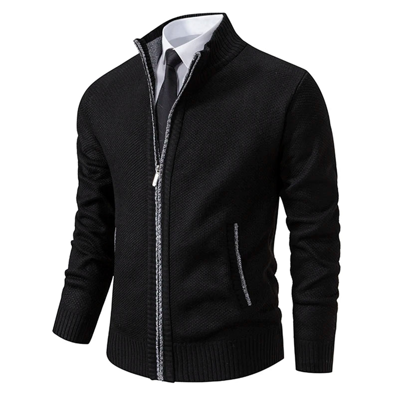 Men's Fleece Zip Cardigan Jacket — Warm Casual Layering Piece