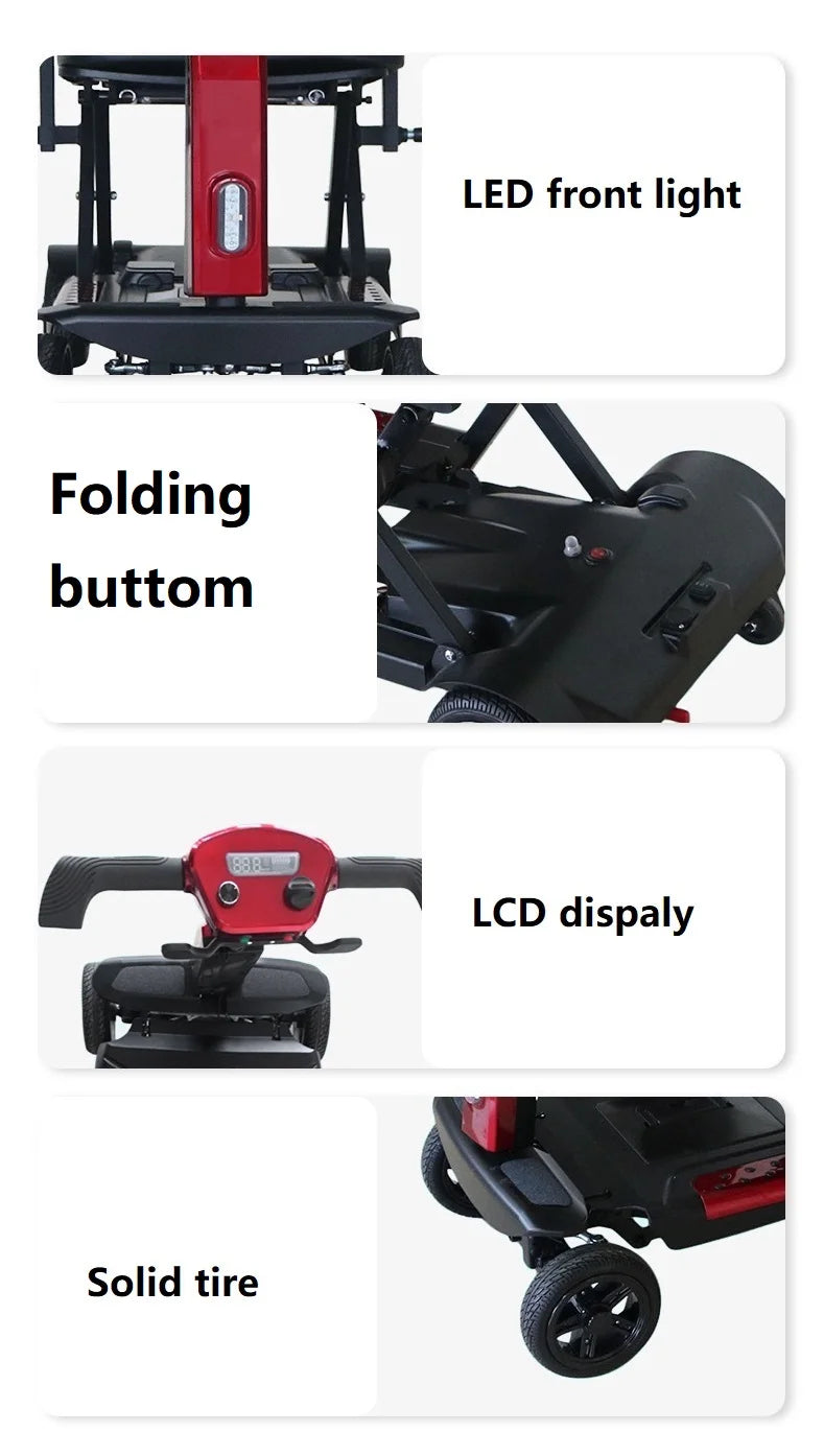 4-Wheel Mobility Scooter – 20–40 km Range, 264.55 lbs Capacity