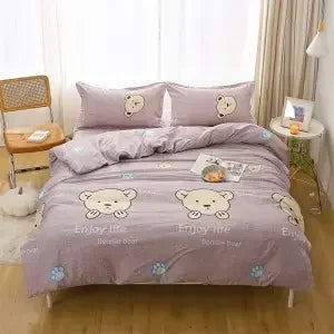 Plaid Print Duvet Cover – Lightweight Polyester-Cotton Bedding Bag, 24 Colors & 3 Sizes